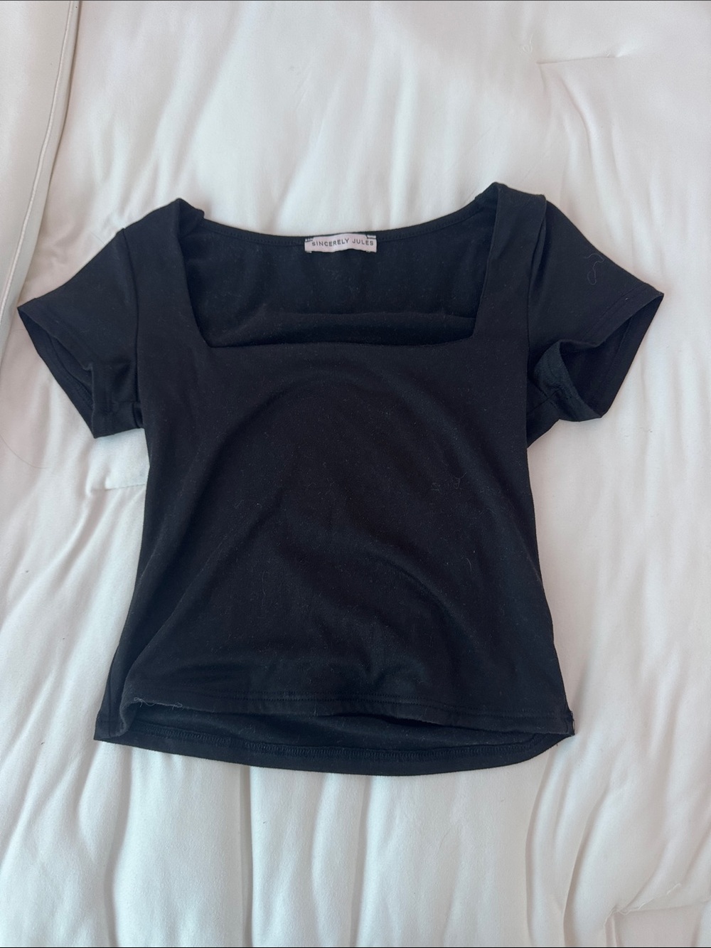 Sincerly Jules Black Square Neck Short Sleeve Tee